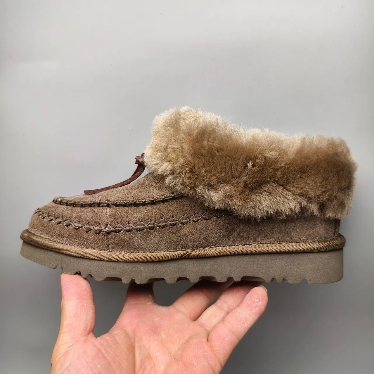 UGG Tasman Brown Suede Shearling Loafers 7