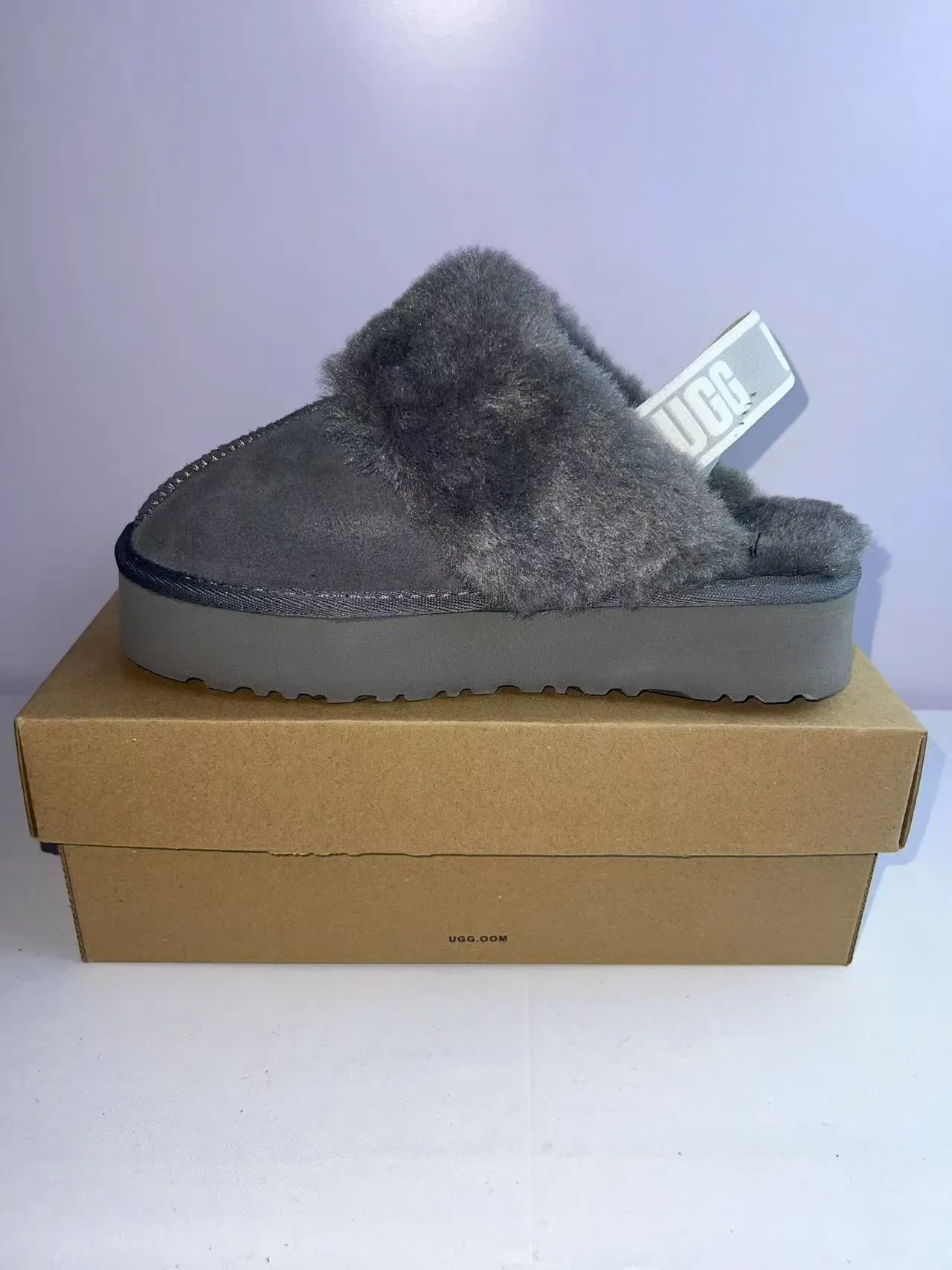 UGG Tasman Charcoal Gray Shearling-Lined Platform Slipper 3