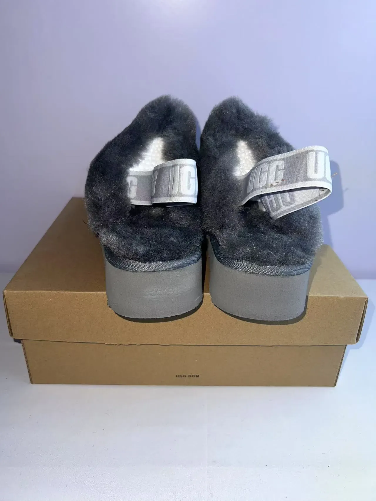 UGG Tasman Charcoal Gray Shearling-Lined Platform Slipper 4
