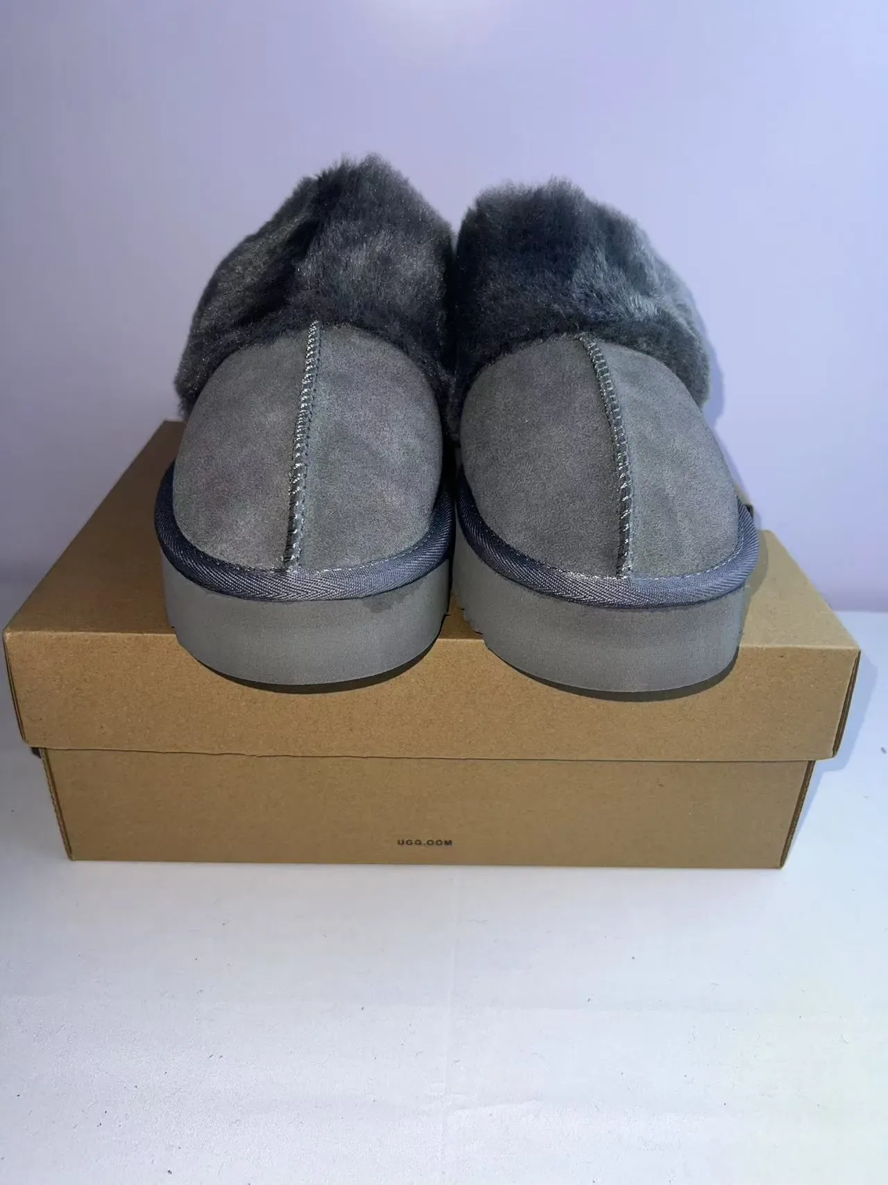 UGG Tasman Charcoal Gray Shearling-Lined Platform Slipper 5