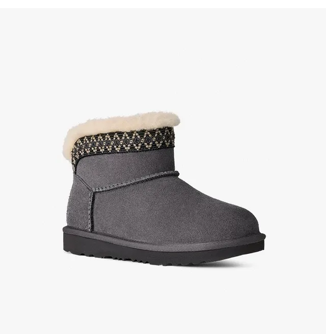 UGG Tasman Charcoal Gray Shearling-Lined Snow Boots 8