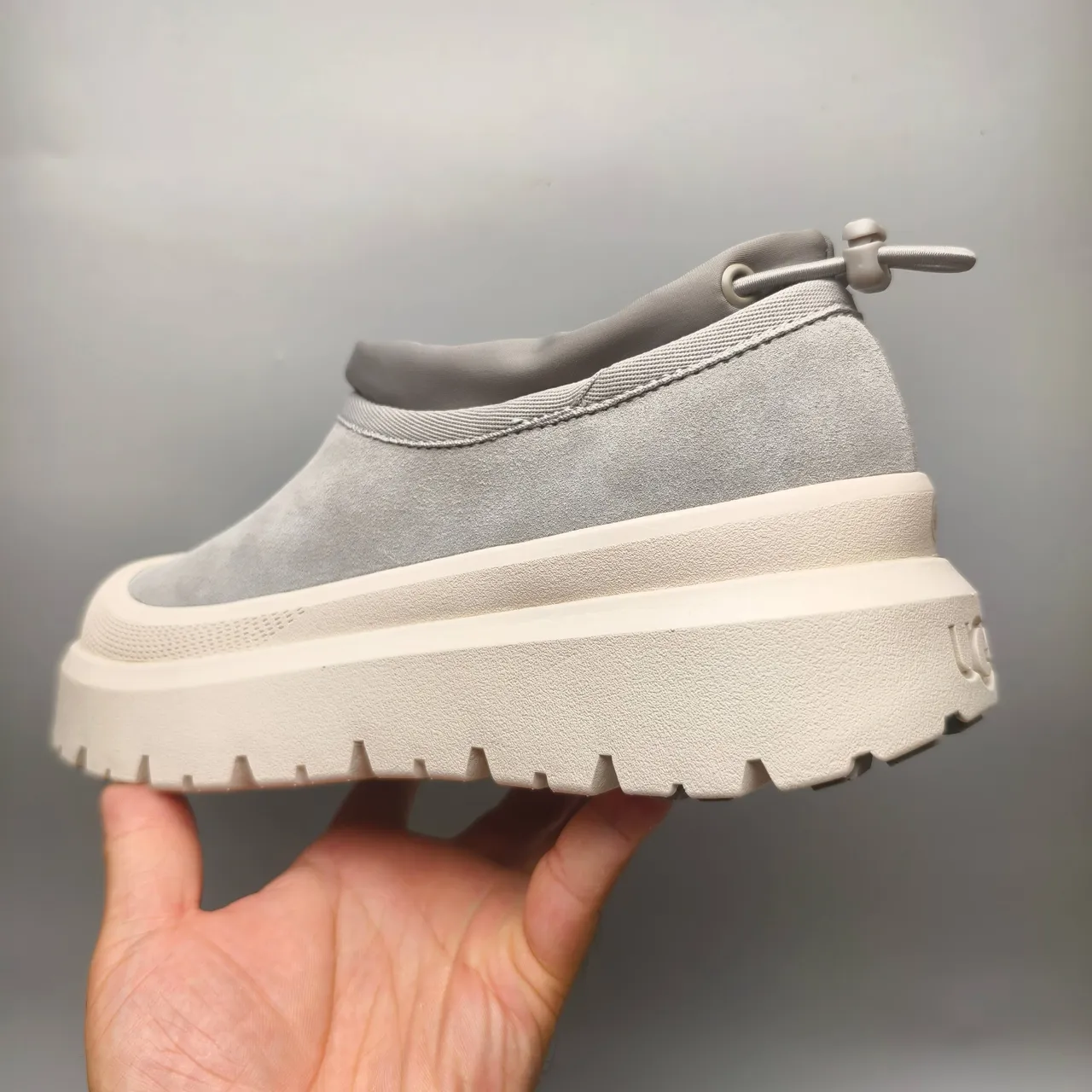 UGG Tasman Gray Suede Slip-On Chunky Sneakers 4