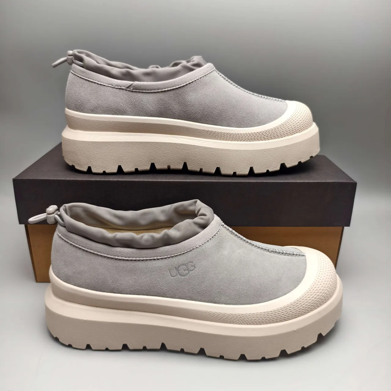 UGG Tasman Gray Suede Slip-On Chunky Sneakers 5