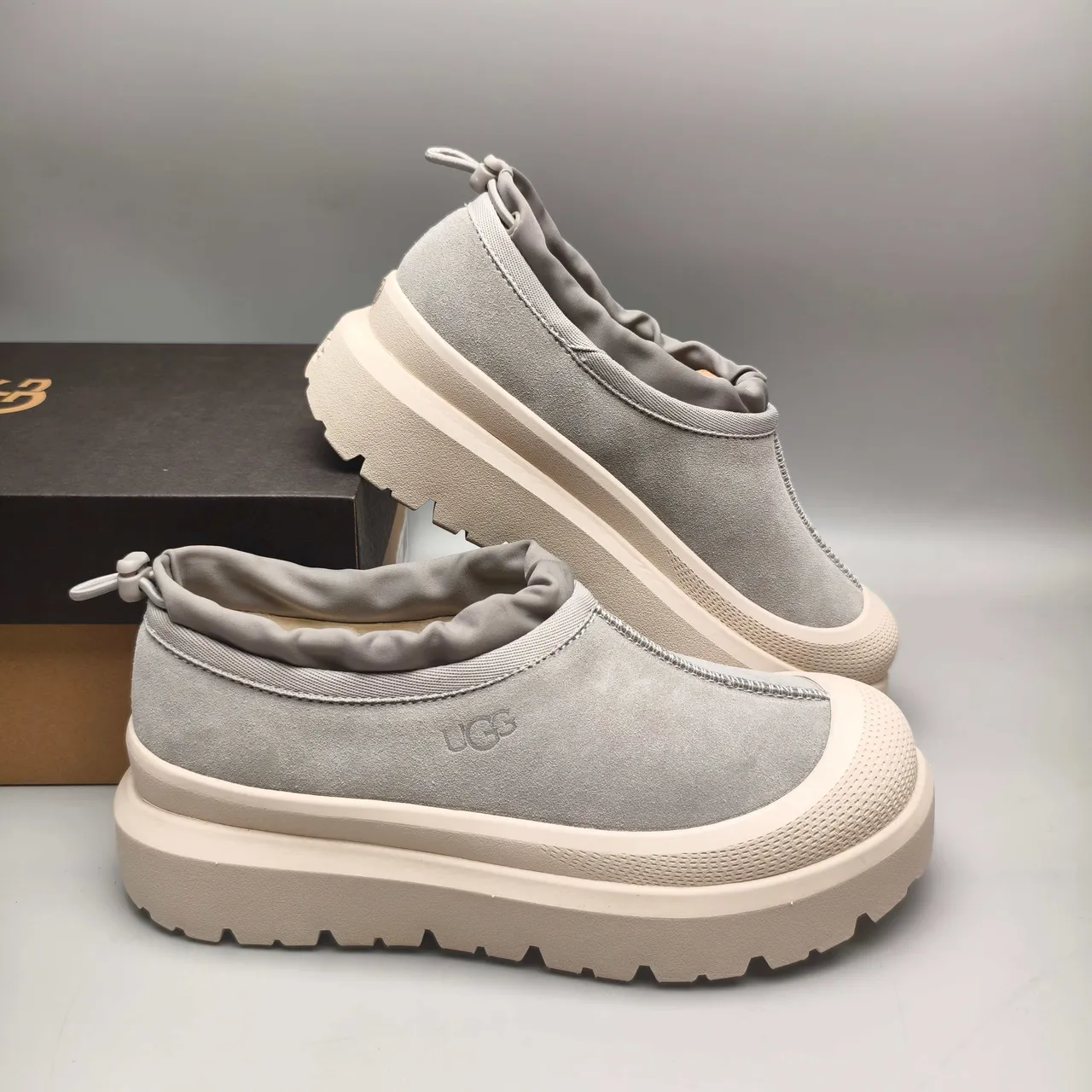 UGG Tasman Gray Suede Slip-On Chunky Sneakers 6
