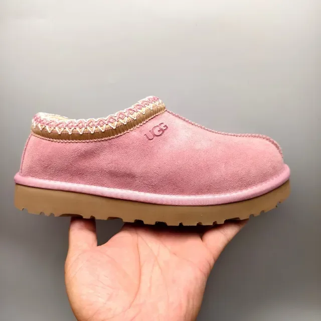 UGG Tasman Pink Brown Suede Upper Braided Trim Collar Casual Shoes 2