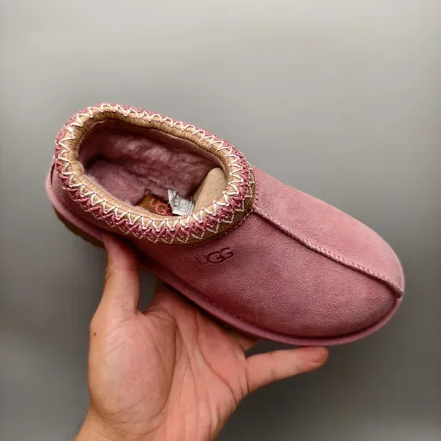 UGG Tasman Pink Brown Suede Upper Braided Trim Collar Casual Shoes 3
