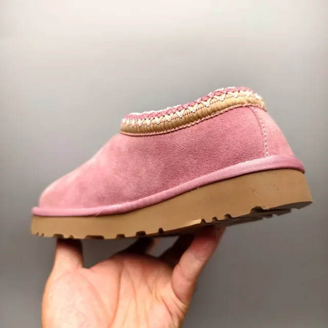 UGG Tasman Pink Brown Suede Upper Braided Trim Collar Casual Shoes 4