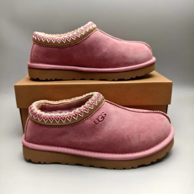 UGG Tasman Pink Brown Suede Upper Braided Trim Collar Casual Shoes 5