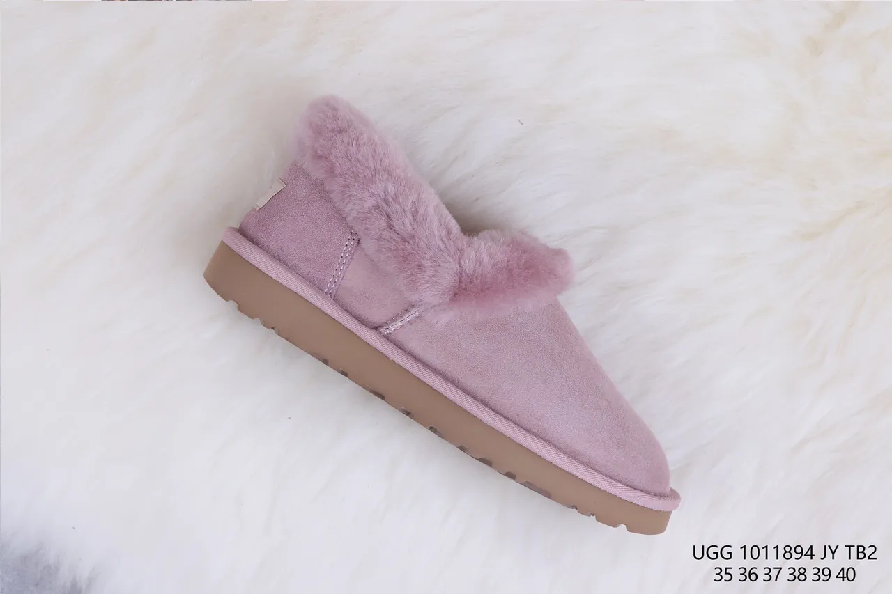 UGG Tasman Rose Brun Daim Supérieur Plié Col en Peau de Mouton Chaussures Casual 6