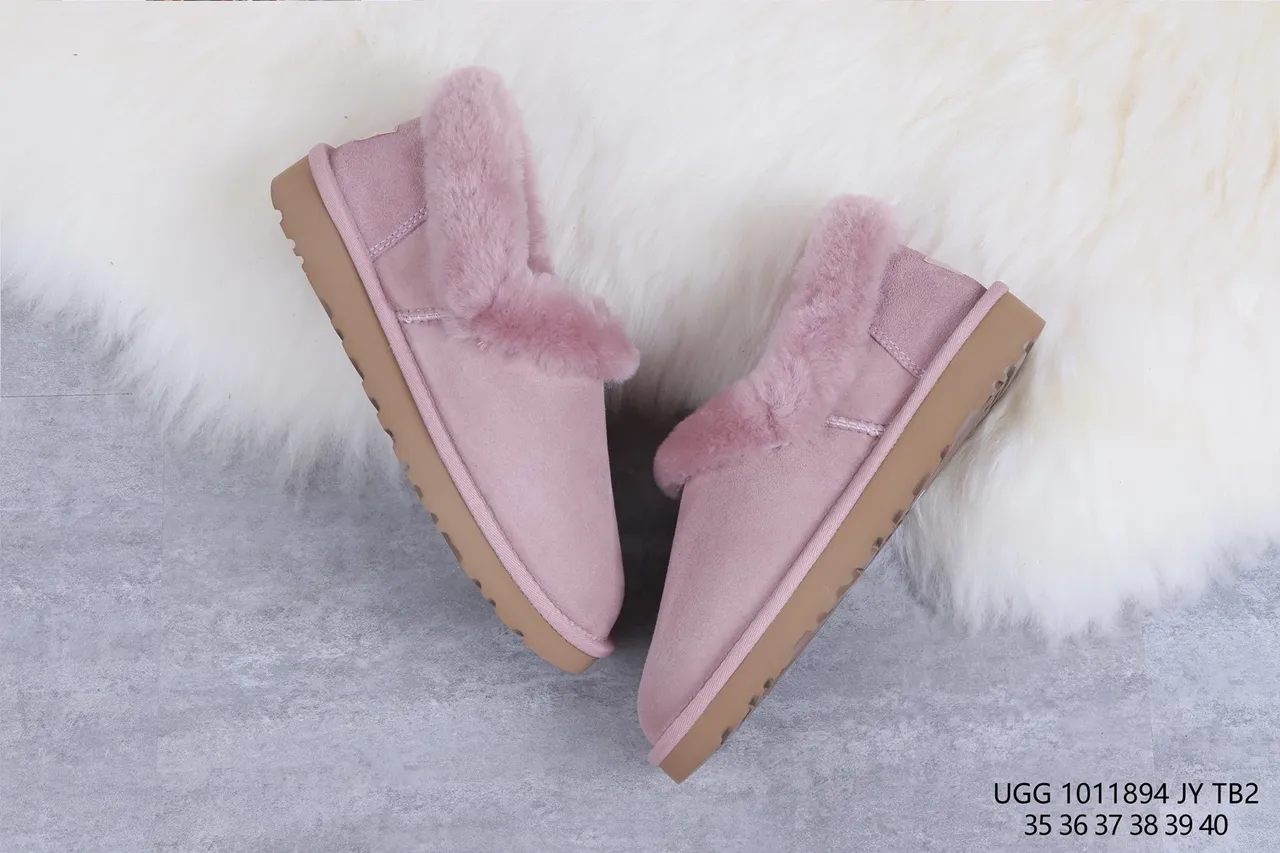 UGG Tasman Rose Brun Daim Supérieur Plié Col en Peau de Mouton Chaussures Casual 7