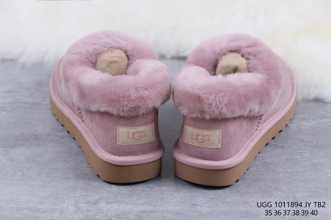 UGG Tasman Rose Brun Daim Supérieur Plié Col en Peau de Mouton Chaussures Casual 8