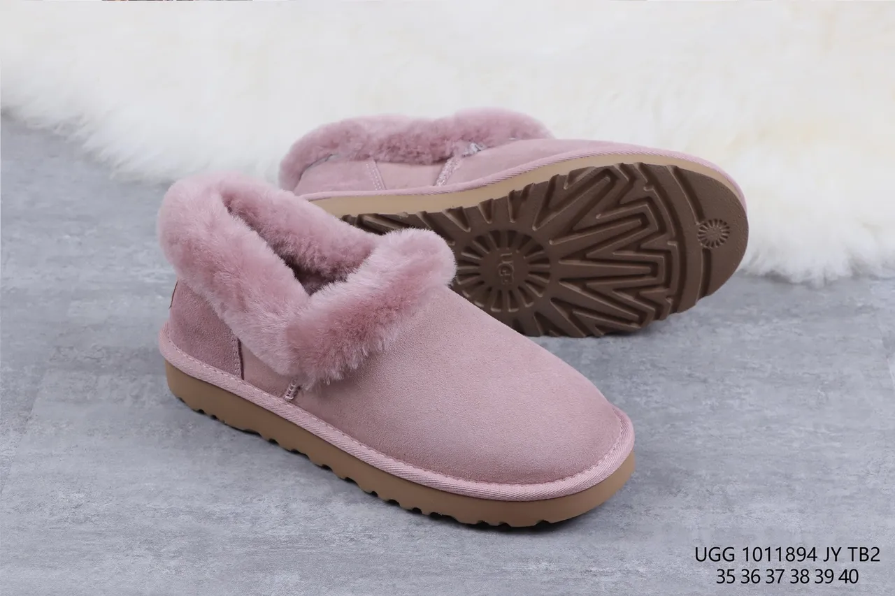 UGG Tasman Rose Brun Daim Supérieur Plié Col en Peau de Mouton Chaussures Casual 10