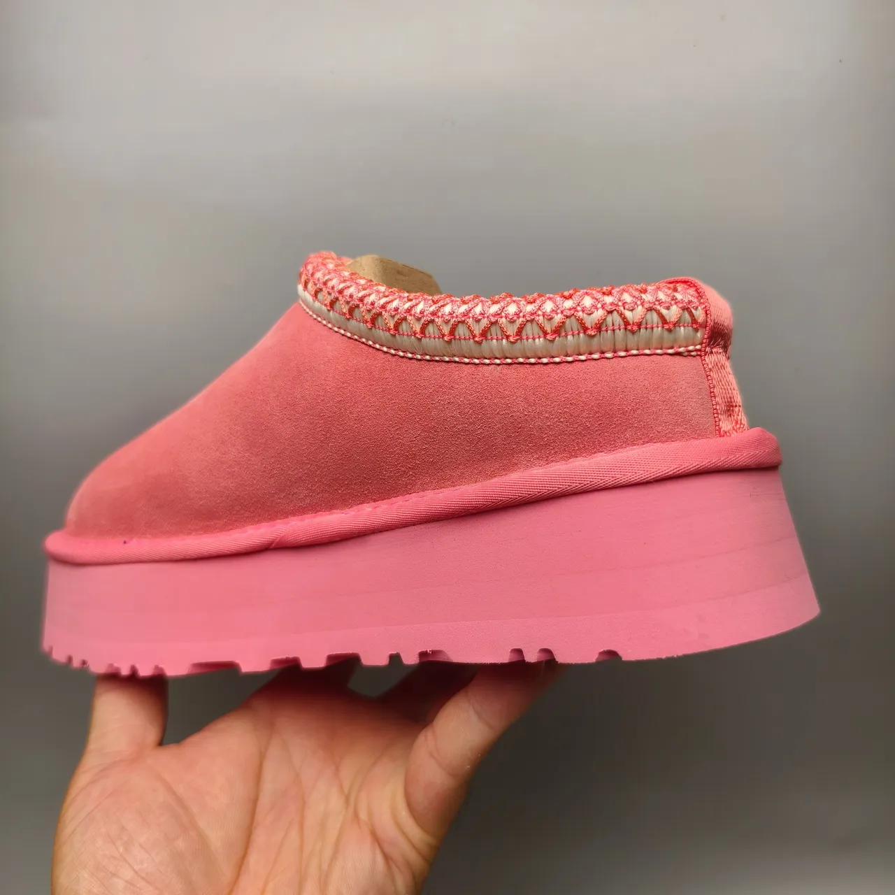 UGG Tasman Pink Platform Sole Suede Upper Casual Shoes 4