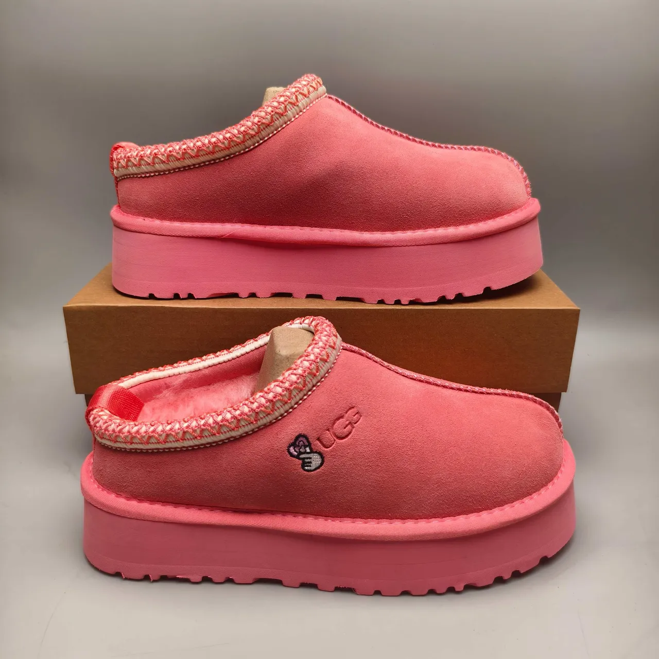 UGG Tasman Pink Platform Sole Suede Upper Casual Shoes 5