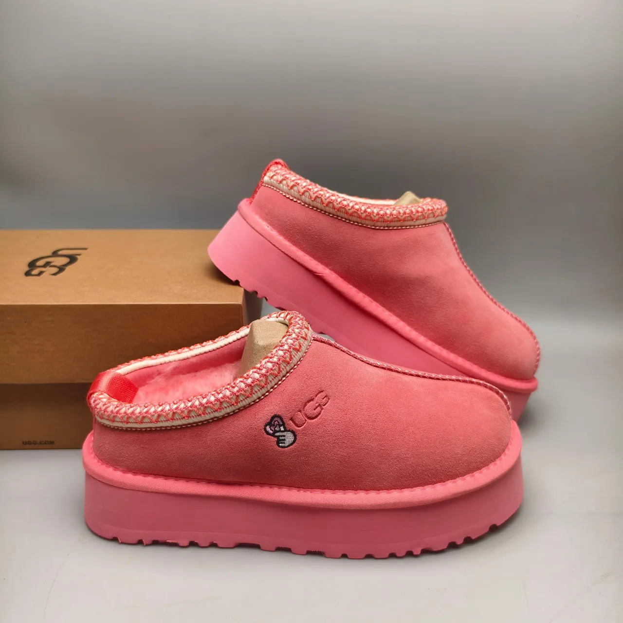 UGG Tasman Pink Platform Sole Suede Upper Casual Shoes 6
