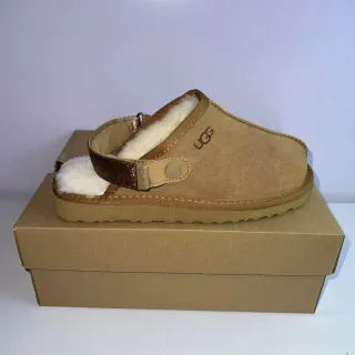 UGG Tasman Tan Suede Shearling-Lined Backstrap Slipper
