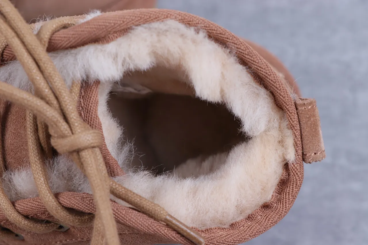 UGG Tasman टैन सूड शियरलिंग लाइन लेस-अप एंक्ल बूट्स 4