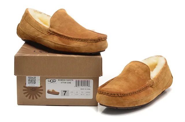 UGG Tasman Tan Suede Shearling-Lined Loafer 2