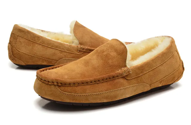 UGG Tasman Tan Suede Shearling-Lined Loafer 6