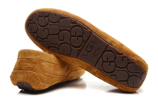 UGG Tasman Tan Suede Shearling-Lined Loafer 7