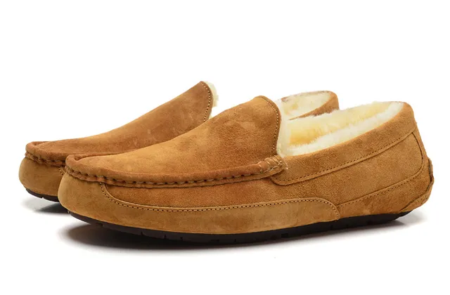 UGG Tasman Tan Suede Shearling-Lined Loafer 8