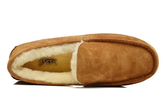 UGG Tasman Tan Suede Shearling-Lined Loafer 9