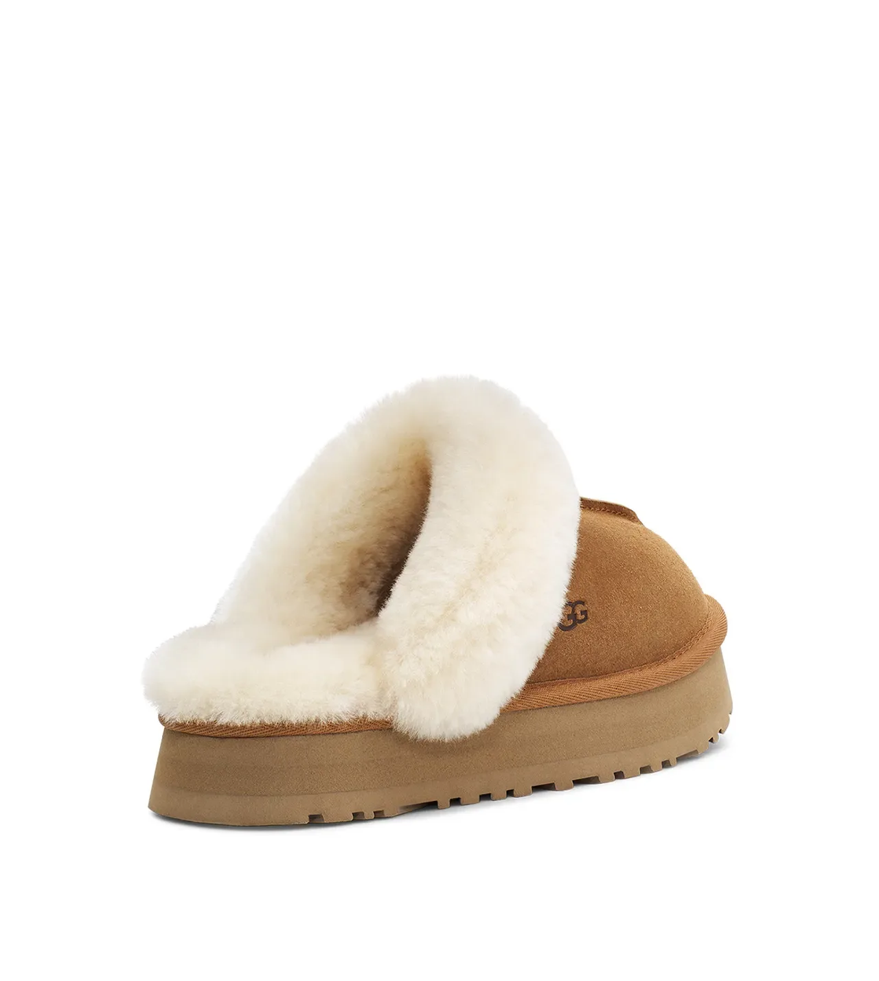 UGG Tasman Tan Suede Shearling-Lined Platform Slippers 4