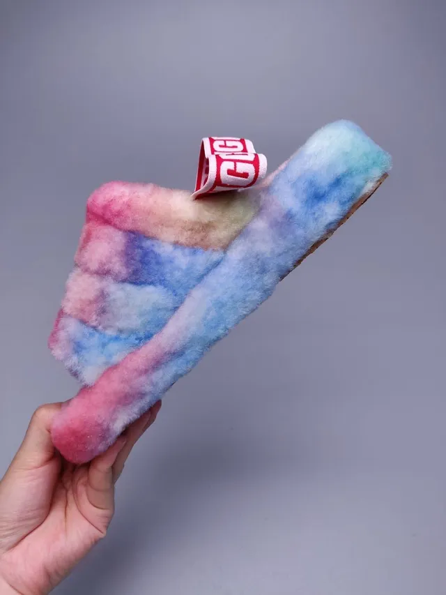 UGG Tasman Tie-Dye Fuzzy Shearling Slippers 9