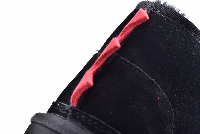 UGG The Fluff Squad Black Red Suede-Like Upper Spiked Collar Trim Snow Boots 7