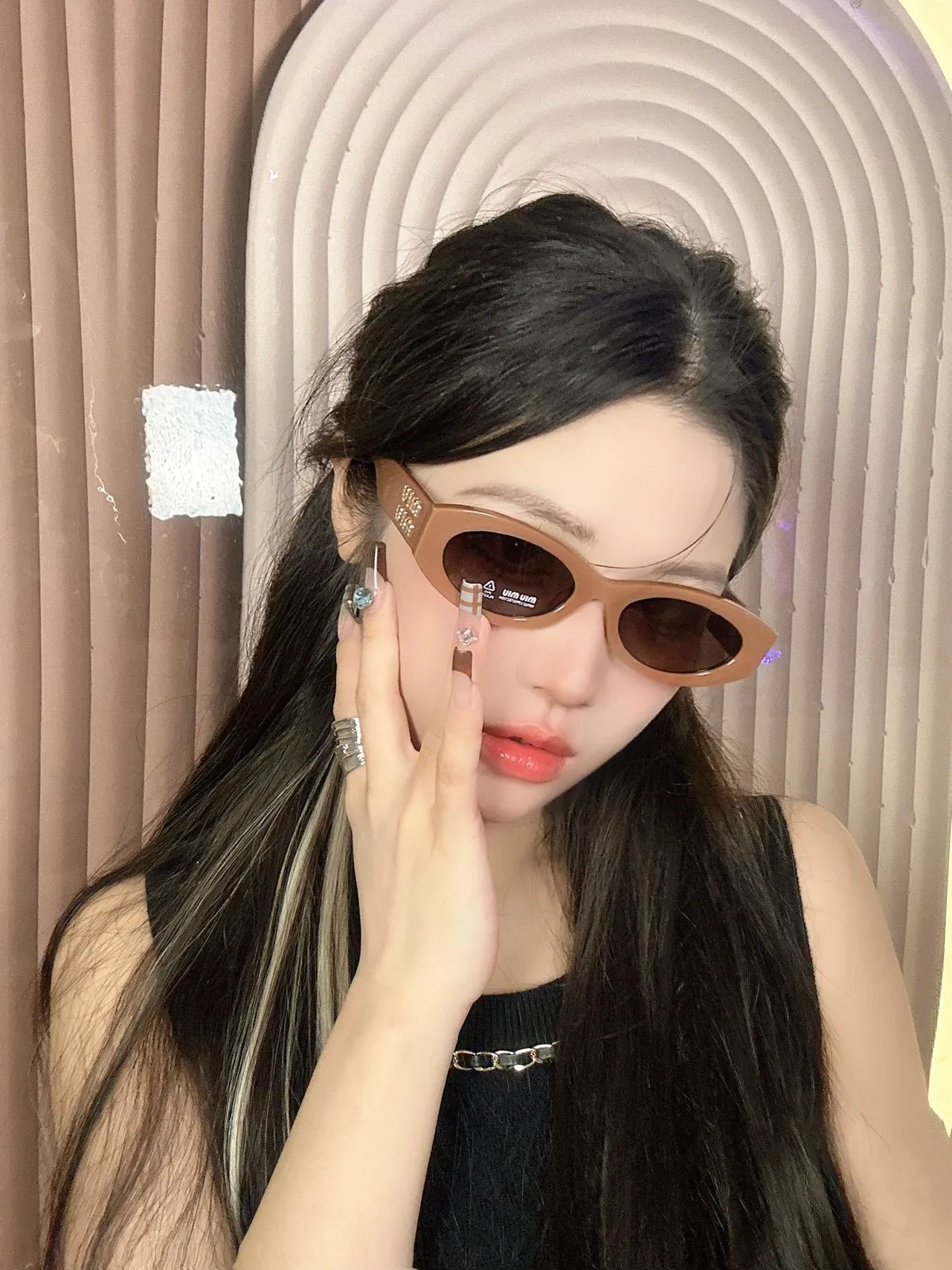 UMA WANG Oval Matte Brown Sunglasses 9
