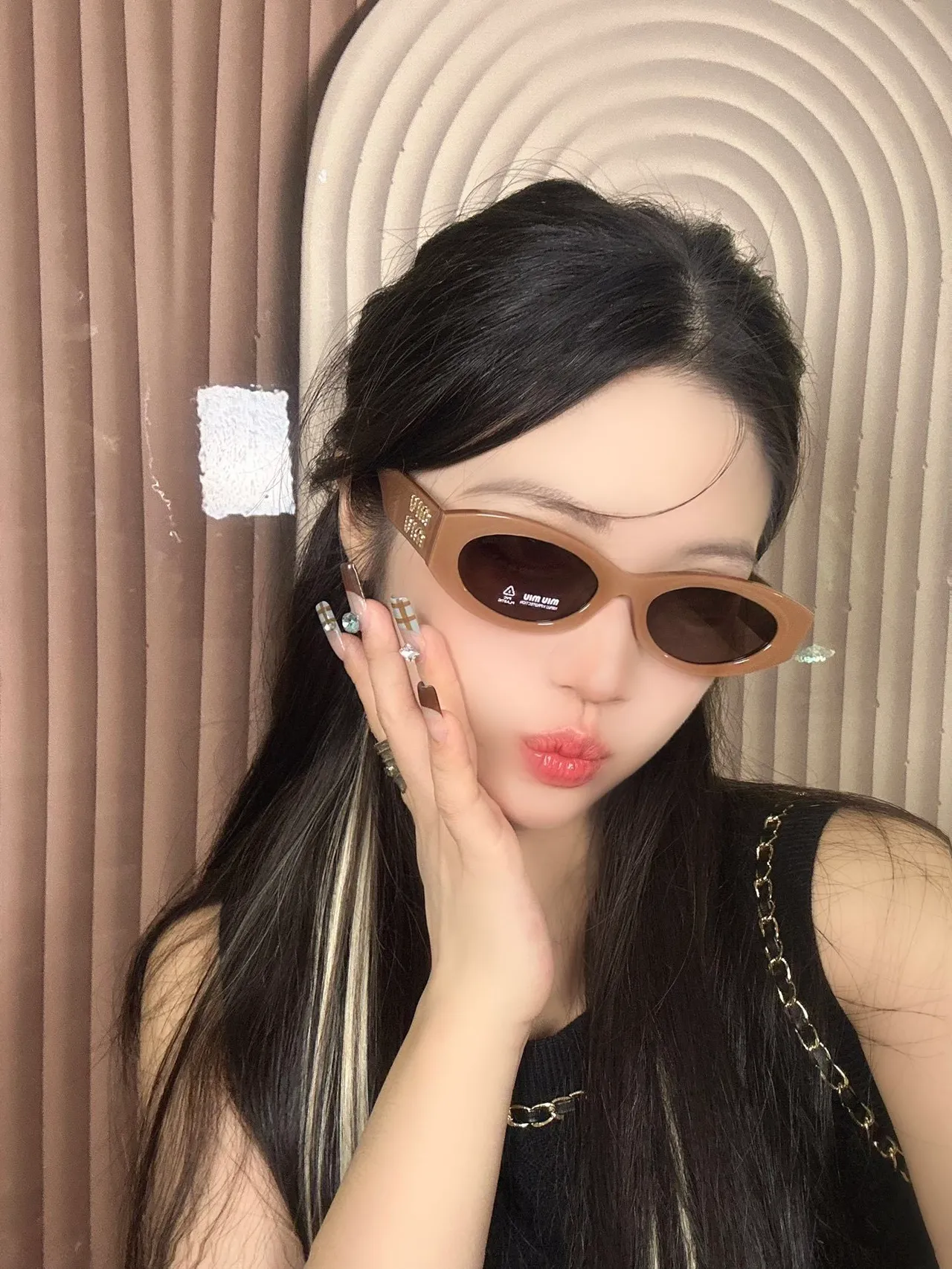 UMA WANG Oval Matte Brown Sunglasses 3