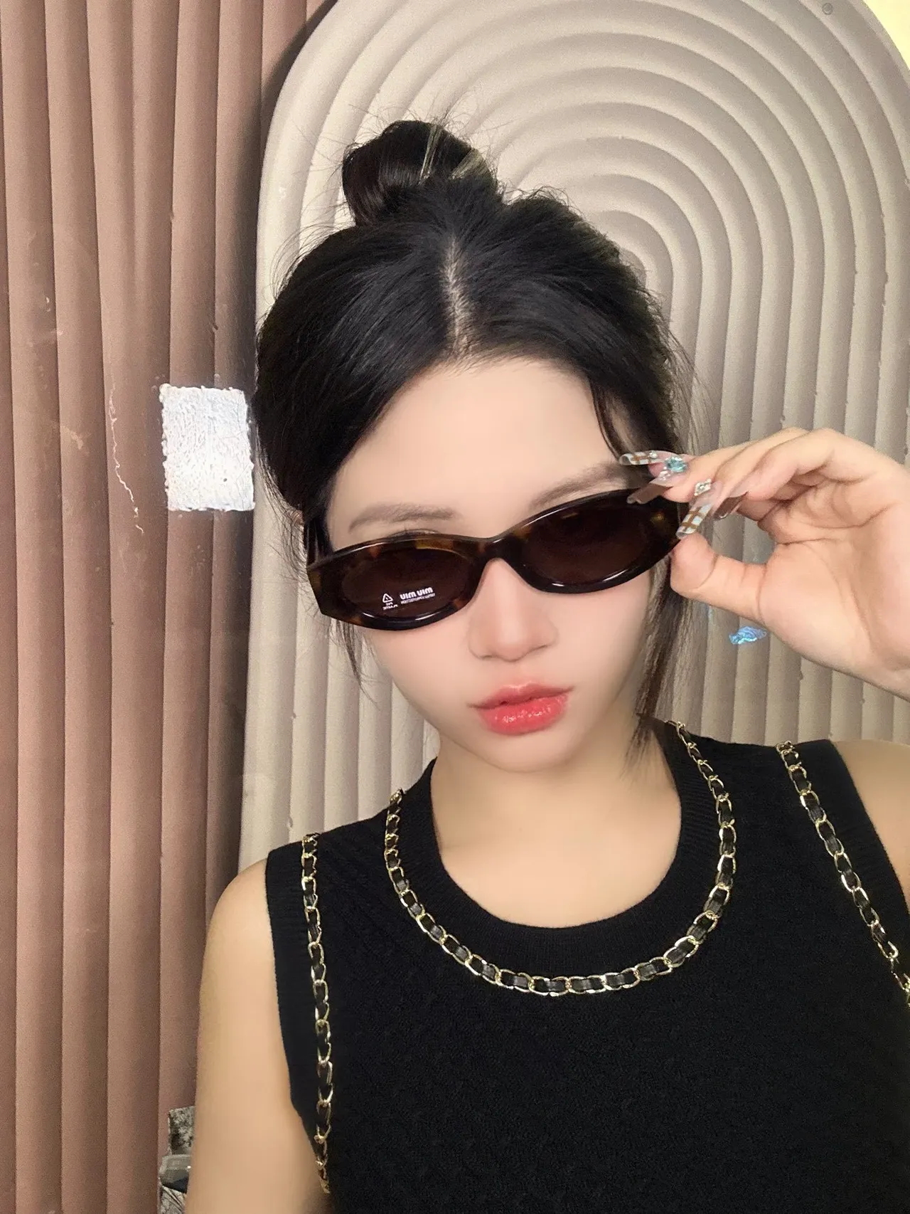 UMA WANG Oval Matte Brown Sunglasses 7