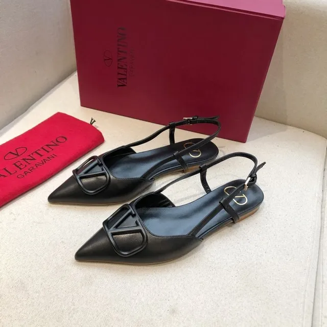 Valentino Black Beige Pointed Toe Slingback Strap Ballet Flat 3
