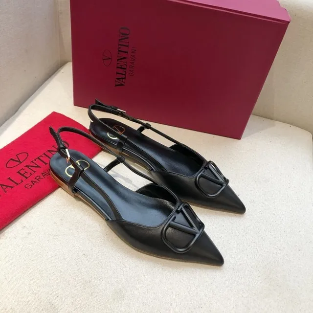 Valentino Black Beige Pointed Toe Slingback Strap Ballet Flat 4