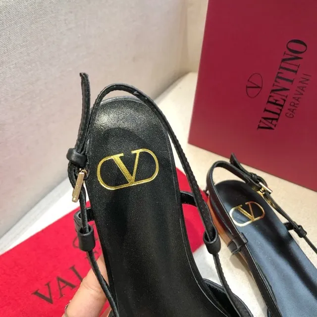 Valentino Black Beige Pointed Toe Slingback Strap Ballet Flat 5