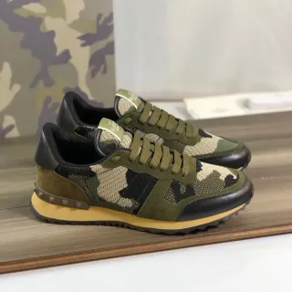 Valentino Camouflage Mesh and Suede Lifestyle Sneakers