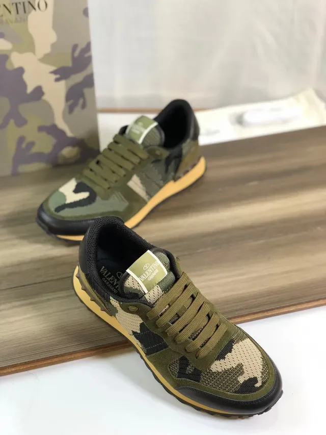Valentino Camouflage Mesh and Suede Lifestyle Sneakers 4