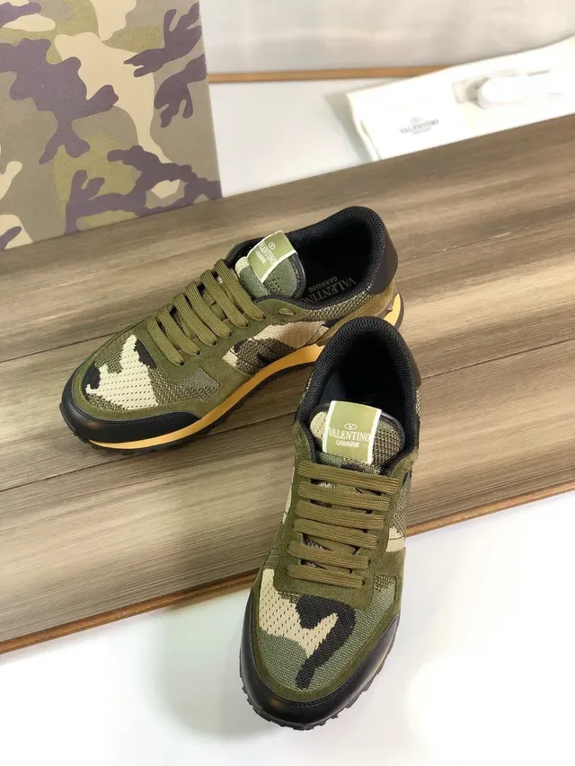 Valentino Camouflage Mesh and Suede Lifestyle Sneakers 7