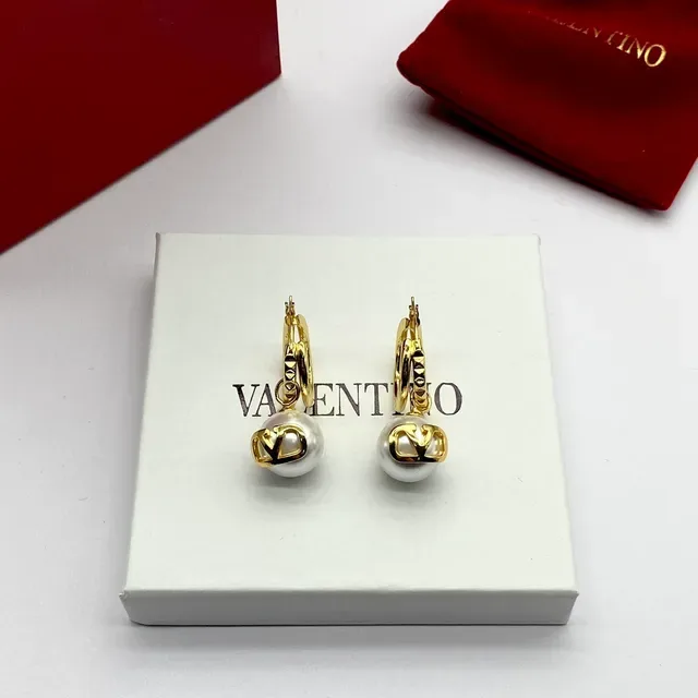 Valentino Créoles Or Blanc avec Détail de Bande Texturée 6