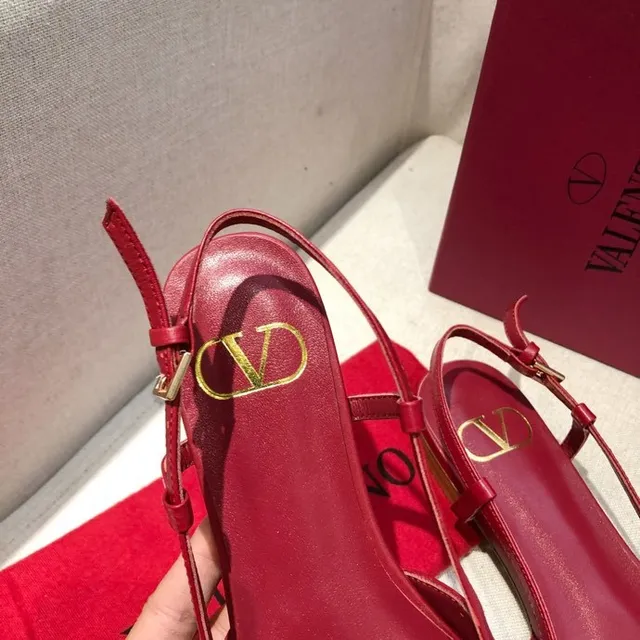 Valentino Red Beige Pointed Toe Slingback Strap Ballet Flat 7