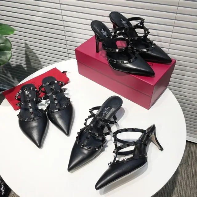 Valentino Rockstud Black Stud-Embellished Pointed-Toe Stilettos 8