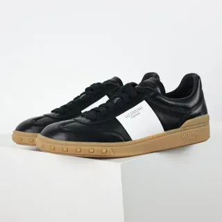 Valentino Rockstud-Inspired Zapatillas de cuero negro y blanco para estilo de vida