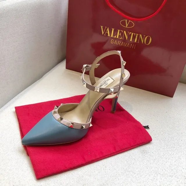Valentino Rockstud Light Blue Studded Slingback Stilettos 2