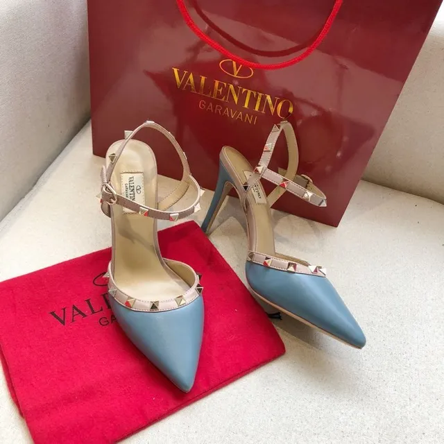 Valentino Rockstud Light Blue Studded Slingback Stilettos 3