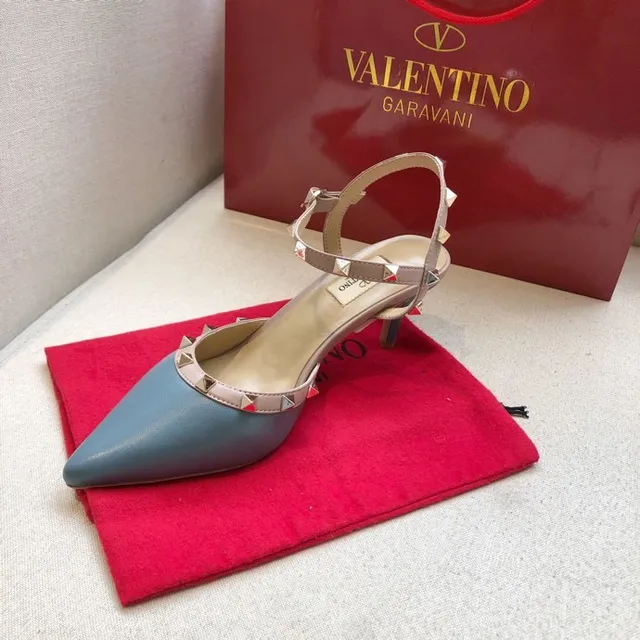 Valentino Rockstud Light Blue Studded Slingback Stilettos 4