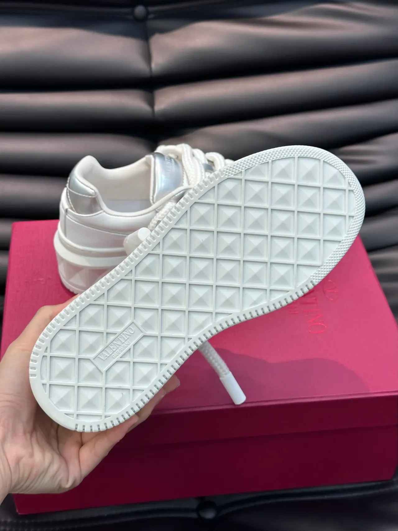 Valentino Rockstud Platform White and Silver Lifestyle Sneakers 3