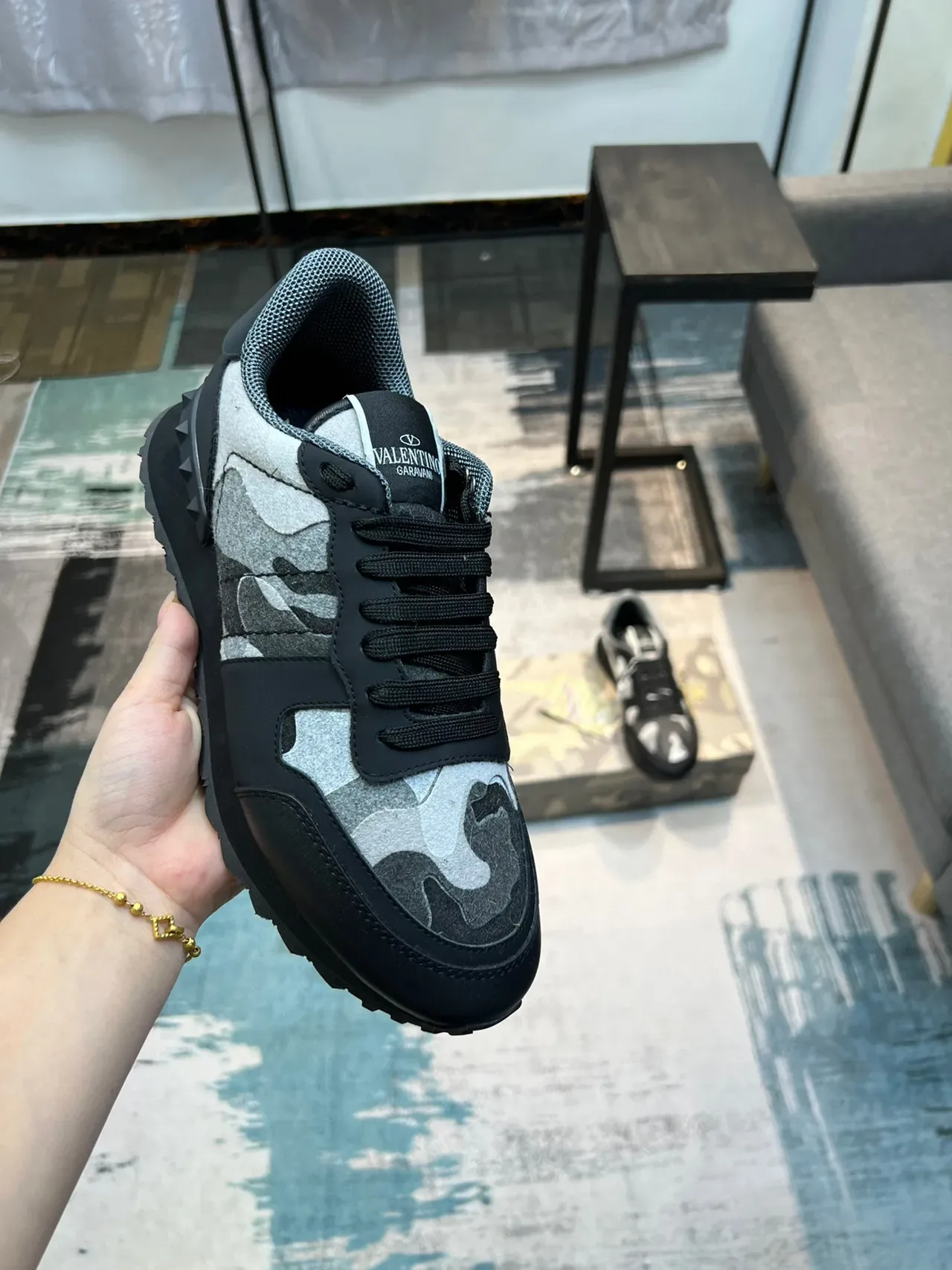 Valentino Rockstud Runner Camouflage Paneled Lifestyle Sneakers 6
