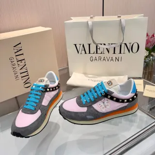 Valentino Rockstud Runner 粉灰青橙生活方式运动鞋