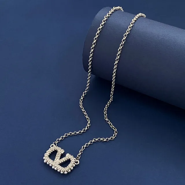 Valentino VLogo Crystal-Pavé Double-V قلادة 3