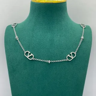 Valentino VLOGO Necklace Silver Chain Charms Necklace